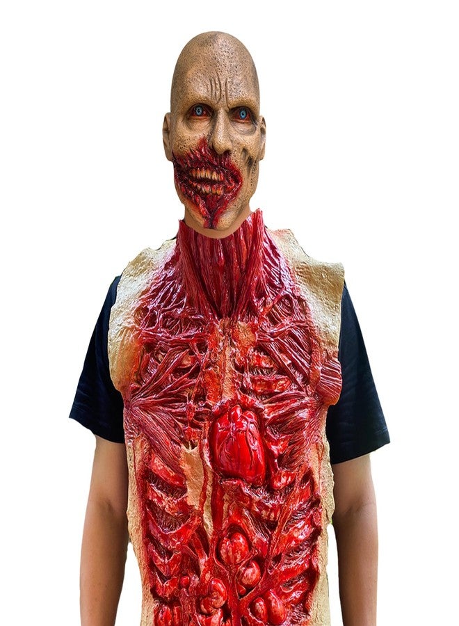 Lyxaof Bloody Intestine Scary Dead Body Halloween Prop Organ Fake Body Parts with Zombie Mask Haunted House Cosplay Costume - Image 1